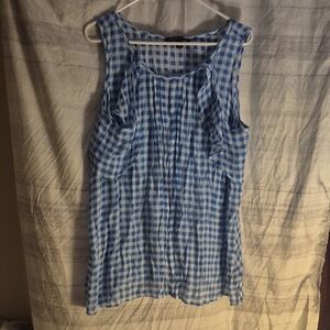 Zac & Rachel Blue Checkered Sleeveless Blouse